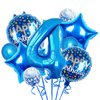 Chaungfu Balloons, 11 pcs Foil Balloons 4 Year Old for 4st Birthday Party Supplies Decor, Confetti Balloon Kids Party Balloon Birthday Party Supplies 4 Years Old Birthday Balloon for Kids (4th, Blue)