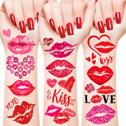 232 Pcs Lip Kiss Tattoo Temporary Stickers, Kiss Mark Temporary Tattoos Valentine's Day Wedding Party Supplies Favors for Kids Girls Women Gifts Prizes Rewards