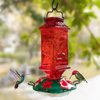 Billion Sky Hummingbird Feeder for Outdoors, Lantern Shaped Bottle, 6 Simulation Flowers Feeding Ports, 26 fl.oz, Hanging for Garden Yard, Rust Proof, Red(Ant Moat Included)