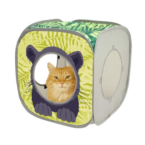 Kitty City Jungle Cat Cube Combo, Collapsible Cat Cube, Cat Bed, Tunnel, Cat Toy