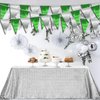 20M/65FT Green Silver Triangle Pennant Banner Flag Metallic Fabric Bunting Garland for Christmas Graduation Wedding Engagement Anniversary Bachelorette Birthday Bridal Shower Hen Party Supplies