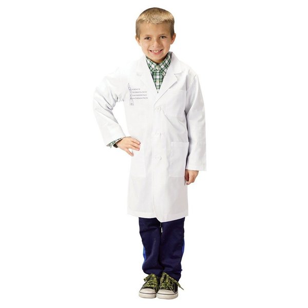 Aeromax Jr. STEM Lab Coat, White, 3/4 Length, size 8/10