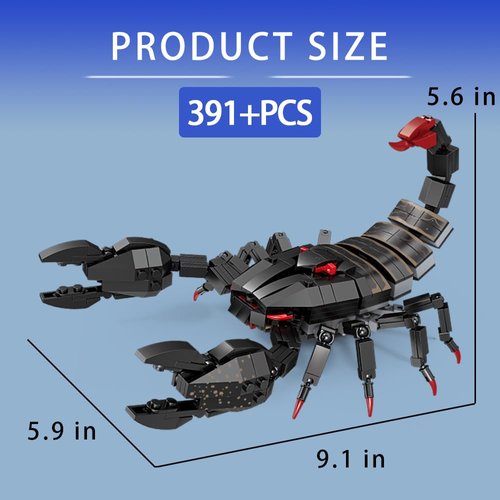 Insects Scorpion Building Blocks (391pcs) Kit Set Bugs Animals Bricks Action Figure Collection STEM Display Model Gift Toy for Boys and Girls Kids Adults Christmas Birthday Age for 8 9 10 11 12 13 14