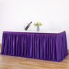 Partisky Purple Polyester Table Skirt for Rectangle Tables 6ft, Wrinkle Resistant Pleated Ruffle Table Cloth for Banquet Wedding Trade Baby Shower Display Gift Dining Table