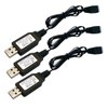 3Packs 7.4V 2S LiPo Battery USB Charger Cable 1A Fast Charging with XH-3P Connector for RC Car Truck Rock Crawler FPV Drone Airplane Boat Racing Quadcopter Helicopter Airsoft SCX24