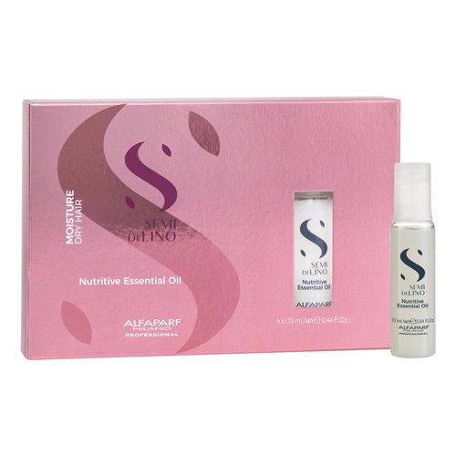 Alfaparf Milano Semi Di Lino Moisture Nutritive Essential Hair Oil - Professional Hair Oil Treatment to Protect & Prolong Color Treated Hair - Sulfate + Paraben Free (6 Vials - 13ml / 0.44 fl. oz)