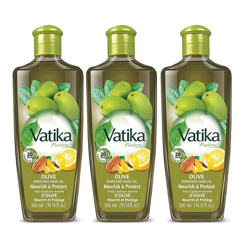 Dabur Vatika Naturals Enriched Hair Oil - Natural Moisturizing, Strengthening & Hair Oil for Healthy Scalp, Nourishing Hair Oil for Soft, Manageable, and Silky Hair From Root to Tip (Olive, Pack of 3)