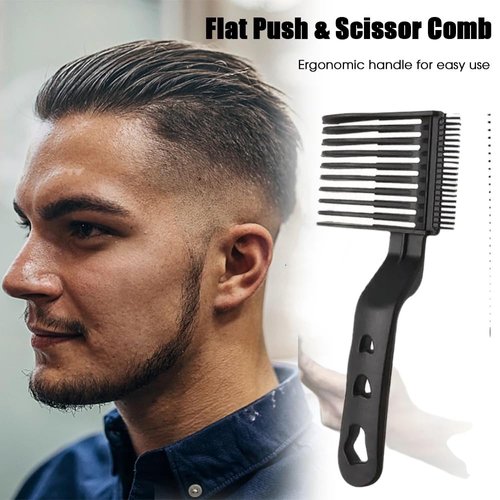 Men's Fade Combs Tool,Barber Comb for Fading, Curved Positioning Flat Top Hair Comb Barber Supplies for Travel, Home, Hair Salon（Black）