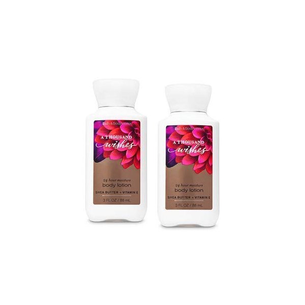 Bath and Body Works 2 Pack 24 Hour Moisture A Thousand Wishes Travel Size Body Lotion 3 Oz.