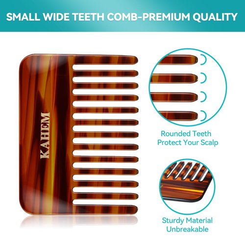 KAHEM Handmade Wide Tooth Comb for curly hair.Small Wide Tooth Comb for Long and short Hair Detangler Comb For Wet and Dry. Professional hair cutting combs-3.74Inch