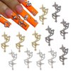 12pcs Triple Star Nail Charms Alloy Star Nail Gems 3D Metallic Starlight Nail Rhinestones Y2K Gold Silver Star Nail Diamond Gun-Black Triple Star Nail Jewels for Women Girls Manicure Nail Art Supplies