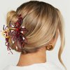 CAKURE Copper Wire Flower Hair Clip Gold Metal Hair Claw Beaded Hair Clamp Hair Accessory for Women