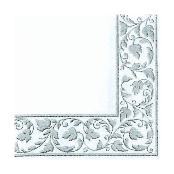 White Beverage Napkins with Silver trim