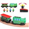 HANQIANN Battery Operated Train Set for Wooden Train Track,Electric Magnetic Locomotive Train Set Remote Control Train Vehicles Toy with Figures for Toddlers