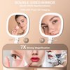 Beautifive Makeup Mirror with Light and Magnification, 7X/1X Light Up Makeup Mirror Travel Lighted Make Up Mirror with Adjustable Height Double Sides Folding Magnifying Mirror with Light