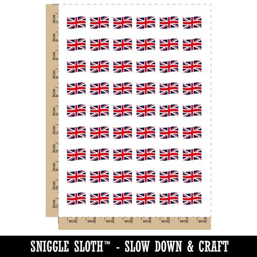 Great Britain with Waving Flag Union Jack Cute Temporary Tattoo Water Resistant Fake Body Art Set Collection - 54 1" Tattoos (1 Sheet)