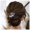 Vacaonio Wedding Pearl Crystal Hair Comb Rhinestone Bridal Hair Pin Hair Piece Silver Flower Hair Combs Arylic Flower Hair Comb Decorative Hair Accessories for Women and Girls Headdress