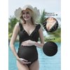 Summer Mae Maternity Swimsuit V-Neck One Piece Swimsuit Ruffled Lace Up Monokini Black M