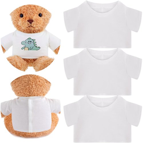 Litherr S 3 Pcs Sublimation Shirt Fit 14-18 Inch Stuffed Bear Blank Stuffed Bear Clothes Plush Bear T Shirts for DIY Make Unique Stuffed Doll Clothes