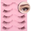 Himirell Half Lashes Natural Look Strip Wispy False Eyelashes Clear Band Soft Strip Corner Fake Eyelashes Cat Eye Short Accent Lashes 5 Pairs Set Pack