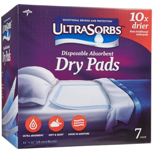 Medline Ultrasorbs Disposable Dry Pads, 7 Count
