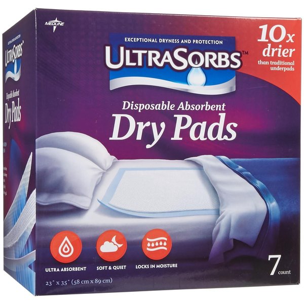 Medline Ultrasorbs Disposable Dry Pads, 7 Count