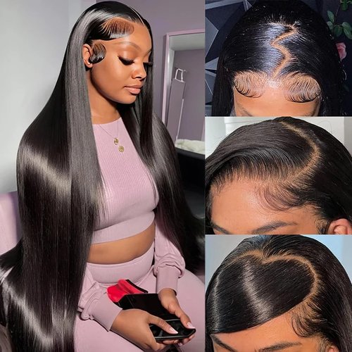 Healthair 13x6 Lace Front Wigs Human Hair 200 Density Straight Glueless Human Hair Wigs for Black...