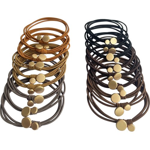 UDeBe 18PCS Hair Tie Bracelets with Metal Circle, Fashion Hair Ties Elastics Basics