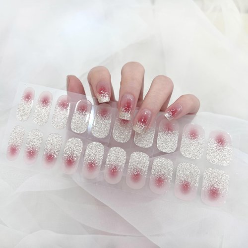 ZEARE Cured Gel Nail Strips 22pcs UV Free Easy Apply & Remove Salon-Quality Gel Nails Stickers Long Lasting