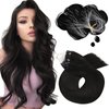 Moresoo Micro Link Hair Extensions Human Hair Black Microlink Hiar Extensions Off Black Micro Ring Hair Extensions Human Hair Microlink Extensions 50G/50S 24Inch #1B