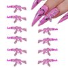Punk Style Pink Gun Nail Charms 10PCS - 3D Metal Nail Decorations with Crystal Rhinestones for Acrylic Nails
