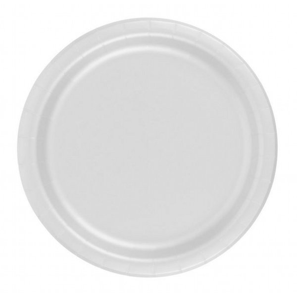 24 Plates 7" Paper Dessert Plates Wax Coated - White