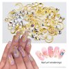 Moon Star Nail Charms Gold Nail Art Studs Metal 3D Rivets Charms with Glitter Nail Rhinestones Hollow Moon Studs Star Nail Jewelry Decoration Accessories for Women DIY Acrylic Nails Supplies-1 Box