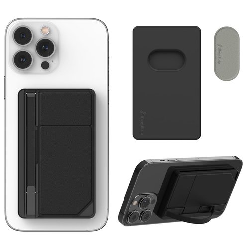 SleekStrip Mag SleekGrip X, Magnetic Wallet with Phone Grip, Compatible with MagSafe Wallet and Phone Stand, Leather Privacy Flap, Compatible with iPhone 15 14 13 12 Series
