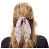 Funlovin 6pcs Scarf Scrunchies for Hair Ties Scarves Scrunchie Chiffon Floral Hair Ribbon Long Tail Fashion Ponytail Holder Scrunchy for Women