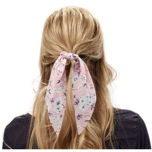 Funlovin 6pcs Scarf Scrunchies for Hair Ties Scarves Scrunchie Chiffon Floral Hair Ribbon Long Tail Fashion Ponytail Holder Scrunchy for Women