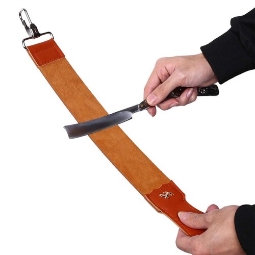 Grandslam Leather Strop for Straight Razor Sharpening and Smooth - Professional Straight Razor Knife Cowhide Dual Strop Yellow