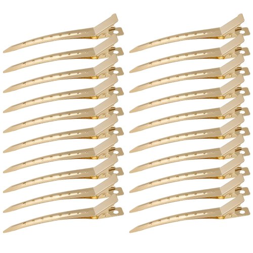 Korintin Hair Clips for Styling Sectioning, 24Pack Metal Duck Bill Clips, Golden Alligator Hair C...