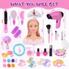 36PCS Doll Head Hair Styling Makeup Toy Set Kids Pretend Play Hair Styling Set with Hairdryer Curling Iron Crown Hairpins Accessories Beauty Hair Stylist Kit Birthday Gifts for 3 4 5 6+ Years Old