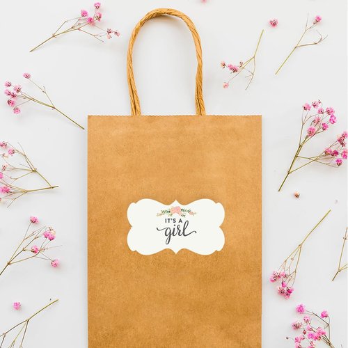 Andaz Press Fancy Frame Rectangular Label Stickers, It's a Girl!, Floral Roses, 36-Pack Wedding Decorations, Wedding Favors, Stickers for Packaging, Party Favor