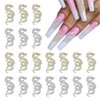 WOKOTO 20pcs Gold and Silver Chinese Dragon Nail Charms for Long Nails Dragon Jewelrys 3D Nail Jewelry for Acrylic Nails Art 3D Dragon Charms Silver Nail Studs Charms for Nails Designs Charms