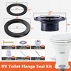 boeemi RV Toilet Seal and 3 Inch Socket RV Toilet Flange Kit, Designed for RV 300/310/320 Toilets, Replaces 385345892 Flange and 385311658 Flush Seal and 385311652 Base Seal, 3 in 1 Combo Kit - Black