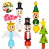 JOYIN 202 Pcs Christmas Wooden Beads Craft Kit, DIY Wood Bead Printed Ornaments Make Snowman, Santa Claus, Angel, Nutcracker, Tree for Christmas Hanging Decoration Holiday Xmas Art Activities for Kids