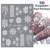 Snowflakes Nail Art Sticker Decals 5D Hollow Exquisite Luxurious Christmas New Year Nail Art Supplies Design Winter Elk Nail Art Decoration Accessories DIY Acrylic Nail Art, 4 Sheet