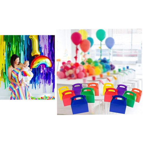 Adorox Cardboard Bright Colors Treat Boxes Favors Children Birthday Party Event Goody Bags (Assorted (12 Treat Boxes))