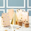 BLUE PANDA 24 Pack Pink Paper Bags with Gold Foil Polka Dot for Kids Birthday, Girls Baby Shower, Wedding Themed Party Favors (5.5 x 8.6 x 3 In)