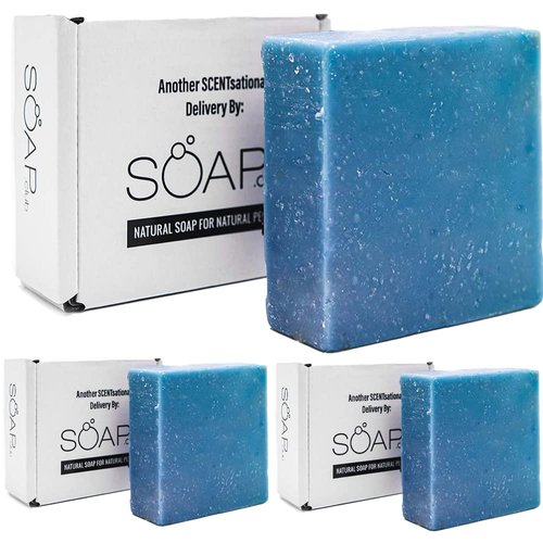 Natural Bar Soap Gift Sets for Men - Handmade Bath and Body Soap Box - Exfoliating Soap with Sea Salt - Masculine Ocean Breeze Scented Soap for Men - Artisan Soap makes Ideal Father’s Day Gift(3 PACK)