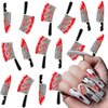 Alloy Halloween Nail Charms-16Pcs Knife Nail Art Charms 3D Metallic Silver Nail Rhinestone for Acrylic Nails Halloween Nail Gems Women DIY Nail Accessories Jewelry