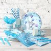 100 Packs Elephant Theme Baby Shower 2 Ply Paper Napkins Disposable Baby Blue Napkins Guest Dinner Hand Napkins for Baby Shower Kids Elephant Theme Birthday Party Supplies, 6.5 x 6.5 Inches