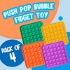 Push Pop Bubble Fidget Sensory Toy, 4-Pack Push Pop Fidget Toy, Square, Purple, Orange, Mint Green, Yellow, Party Favors